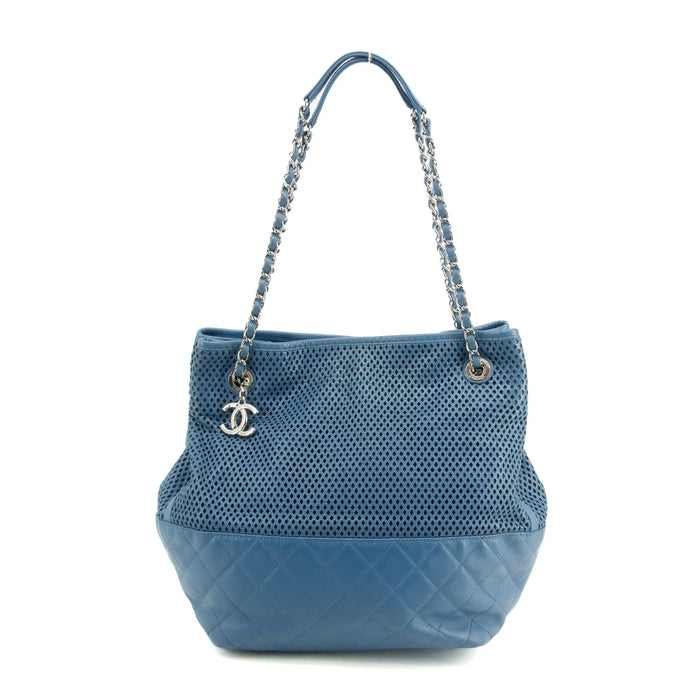Chanel Blue Calfskin Perforated Up In the Air Shoulder Bag 17 Series #3757 by Bolt Boutique
