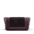 Chanel Boy 20 Small Purple Velvet Chain Shoulder Bag Purple Gunmetal Fittings 17 Series #3748 by Bolt Boutique