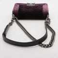 Chanel Boy 20 Small Purple Velvet Chain Shoulder Bag Purple Gunmetal Fittings 17 Series #3748 by Bolt Boutique