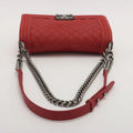 Chanel Boy 25 Caviar Skin Chain Shoulder Bag Red Gunmetal Fittings 18797144 #2434 by Bolt Boutique
