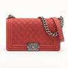 Chanel Boy 25 Caviar Skin Chain Shoulder Bag Red Gunmetal Fittings 18797144 #2434