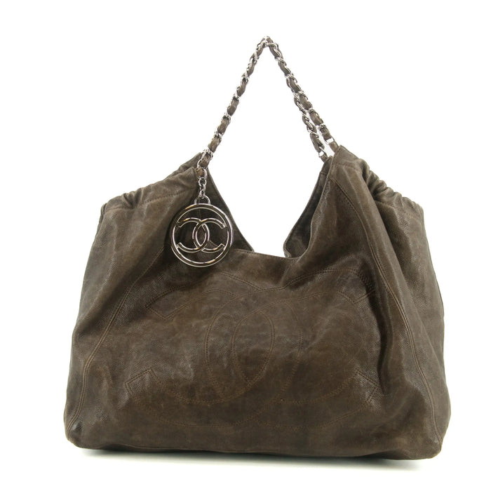 Chanel Brown Caviar Skin CC Chain Shoulder Bag Large #6045 by Bolt Boutique