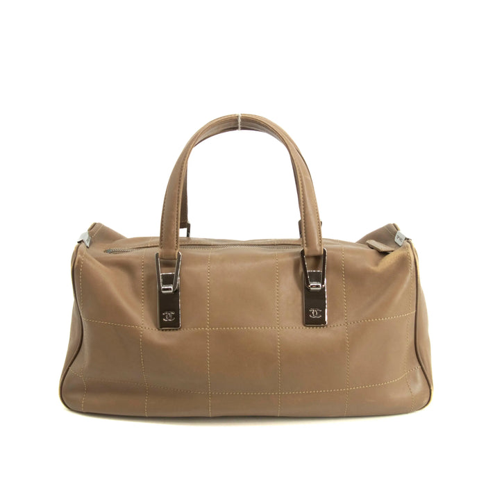 Chanel Brown Chocolate Bar Brown Lambskin Boston Bag #3985 by Bolt Boutique
