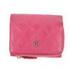 Chanel Caviar Calfshin Leather Pink Trifold Wallet #5342