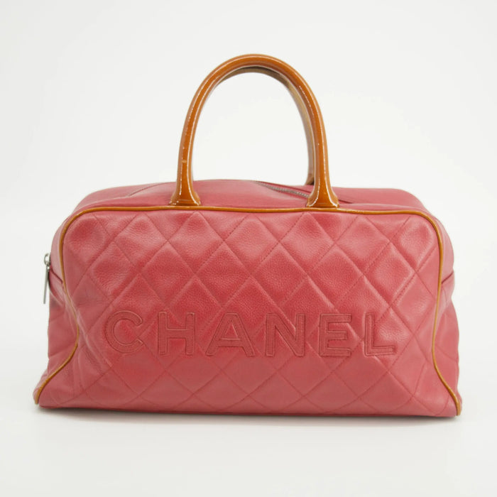 Chanel Caviar Skin Boston Pink Handbag Patent Handles 6 Series #2623 by Bolt Boutique