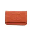 Chanel Caviar Skin Orange Wallet On A Chain Shoulder Bag #3423