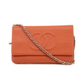 Chanel Caviar Skin Orange Wallet On A Chain Shoulder Bag #3423 by Bolt Boutique