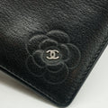 Chanel CC Camelia Flower Black Leather Long Fold Wallet #3014 by Bolt Boutique