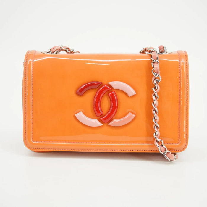 Chanel CC Coco Mark Patent Orange Multicolor Wallet On Chain 13 Series #2622 by Bolt Boutique