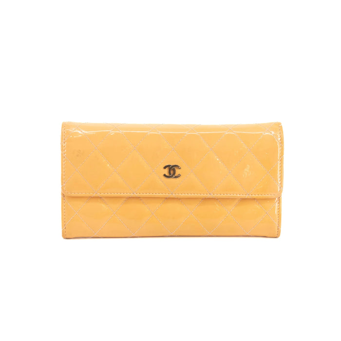 Chanel CC Cocomark Patent Orange Long Wallet #3694 by Bolt Boutique