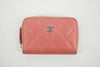 Chanel CC Lambskin Quilted Pink Compact Zip Wallet #3011