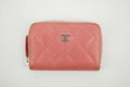 Chanel CC Lambskin Quilted Pink Compact Zip Wallet #3011 by Bolt Boutique