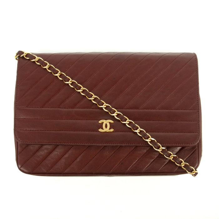 Chanel CC Lambskin Single Flap Burgundy Shoulder Bag #2709 by Bolt Boutique