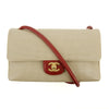 Chanel CC Mark Punching Bicolor Flap Shoulder Bag Beige / Red 6 Series #2674