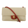 Chanel CC Mark Punching Bicolor Flap Shoulder Bag Beige / Red 6 Series #2674 by Bolt Boutique