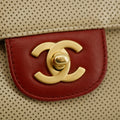 Chanel CC Mark Punching Bicolor Flap Shoulder Bag Beige / Red 6 Series #2674 by Bolt Boutique