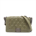Chanel Celtic Boy 25 Flap Chesterfield Green Gunmetal Shoulder Bag #3745 by Bolt Boutique