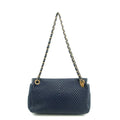 Chanel Chevron Flap Surpique Aged Calfskin Navy Shoulder Bag #3631 by Bolt Boutique