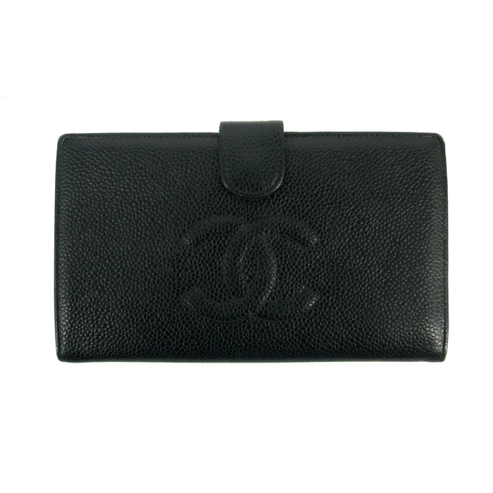 Chanel Coco Mark Caviar Skin Black Bifold Long Wallet SKU-#3175 by Bolt Boutique