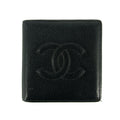 Chanel Coco Mark Caviar Skin Black Bifold Wallet #3172 by Bolt Boutique