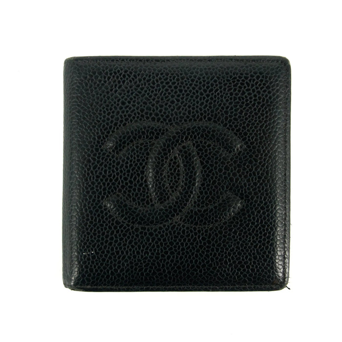 Chanel Coco Mark Caviar Skin Black Bifold Wallet #3172 by Bolt Boutique