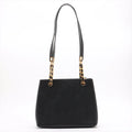 Chanel Coco Mark Caviar Skin CC Grained Pocket Shopper Shoulder Bag Black Gold Metal Fittings 3 Series- #2519 by Bolt Boutique