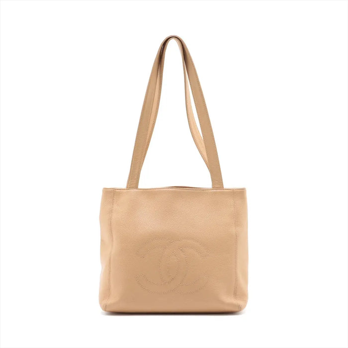 Chanel Coco Mark CC Caviar Skin Tote bag Beige Gold Metal Fittings #2598 by Bolt Boutique