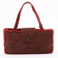 Chanel Coco Mark Mouton Brown / Red Tote Bag 5 Series #2897 by Bolt Boutique