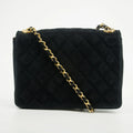 Chanel Coco Rinestone Chain Shoulder Bag Black Satin #2671 by Bolt Boutique