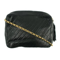 Chanel Diagonal Quilted Tassel Black Lambskin Shoulder Bag 2 Series #3324 by Bolt Boutique
