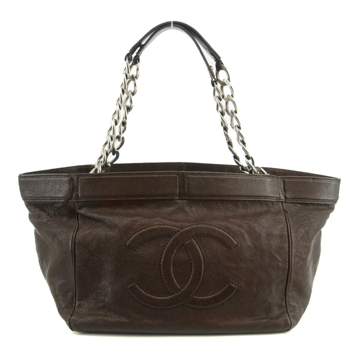 Chanel Double Chain CC Brown Big Coco Shoulder Bag Caviar Skin #2665 by Bolt Boutique