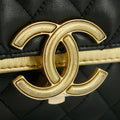 Chanel Double Flap Bag Quilted Lamb Skin Black &amp; Gold Large 28 Series-#2708 by Bolt Boutique