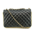 Chanel Double Flap Bag Quilted Lamb Skin Black &amp; Gold Large 28 Series-#2708 by Bolt Boutique