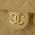 Chanel Lamb Skin Beige Single Flap Gold Hardware Shoulder Bag-#2545 by Bolt Boutique