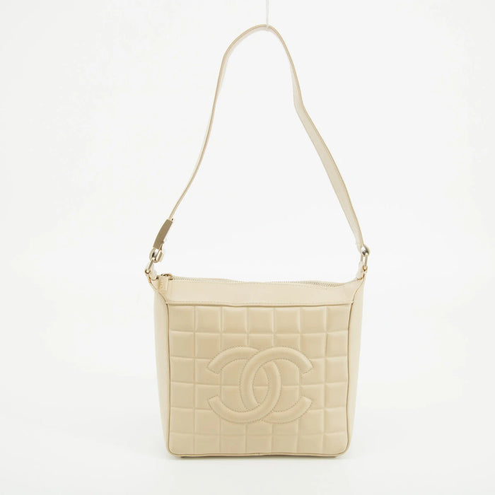 Chanel Lambskin Beige Coco Mark Chocolate Bar Shoulder Bag #3633 by Bolt Boutique