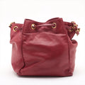 Chanel Lambskin CC Cocomark Drawstring Bucket Bag 3 Series Red #2911 by Bolt Boutique