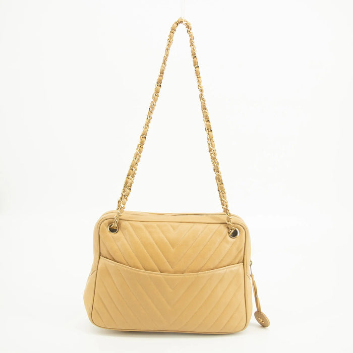 Chanel Lambskin Chevron Beige Camera Bag #2567 by Bolt Boutique