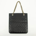 Chanel Lambskin Quilted CC Flat Tote Bag Chain Black Coco Mark #2335 by Bolt Boutique