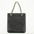 Chanel Lambskin Quilted CC Flat Tote Bag Chain Black Coco Mark #2335 by Bolt Boutique
