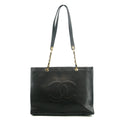 Chanel Large Coco Logo Caviar Skin Black Tote Bag Gold Hardware #2664 by Bolt Boutique