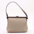 Chanel Linen Frame Buckle Shoulder Bag Brown 5 Series #2902 by Bolt Boutique