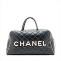 Chanel Logo Matelasse Black Quilted Calfskin Bowler Boston Bag #2504 by Bolt Boutique