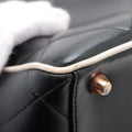 Chanel Logo Matelasse Black Quilted Calfskin Bowler Boston Bag #2504 by Bolt Boutique
