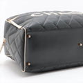 Chanel Logo Matelasse Black Quilted Calfskin Bowler Boston Bag #2504 by Bolt Boutique