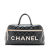 Chanel Logo Matelasse Black Quilted Calfskin Bowler Boston Bag #2504