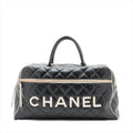 Chanel Logo Matelasse Black Quilted Calfskin Bowler Boston Bag #2504 by Bolt Boutique