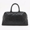 Chanel Logo Matelasse Black Quilted Caviar Skin Bowler Boston Bag #2498