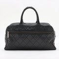 Chanel Logo Matelasse Black Quilted Caviar Skin Bowler Boston Bag #2498 by Bolt Boutique