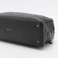 Chanel Logo Matelasse Black Quilted Caviar Skin Bowler Boston Bag #2498 by Bolt Boutique