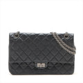 Chanel Matelasse 2.55 Large Leather Double Flap Double Chain Bag Black Gunmetal Fittings 16886927 A37587 #2429 by Bolt Boutique